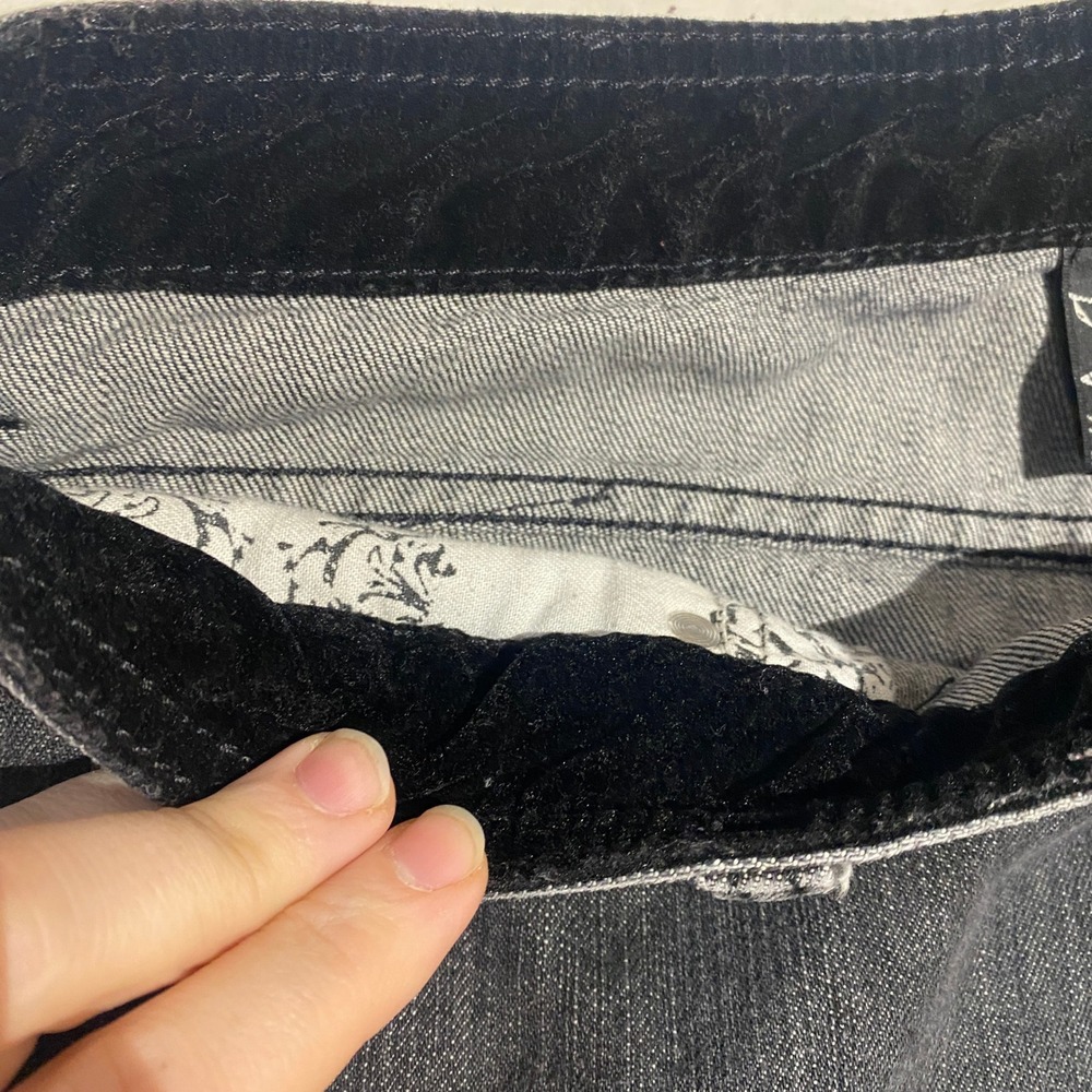 Crown Holder Imperial Brand Mens Faded Black Jeans Velvet Studded Pockets 34x31 - Picture 10 of 16
